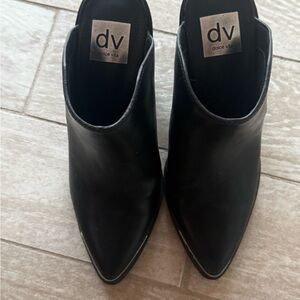 Dolce Vita Black Leather Mule Booties - Silver Detail - Women’s Size 7